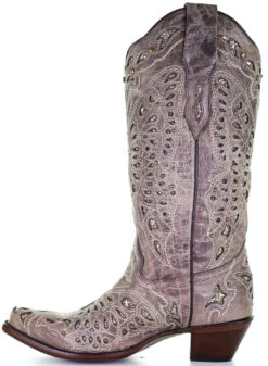 Corral Boots Corral Ladies Light Brown Glitter Butterfly Inlay & Embr. & Studs - A4088