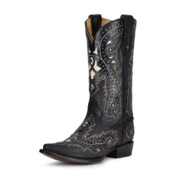 Corral Boots Men's Black Overlay & Embr. & Studs - C3847