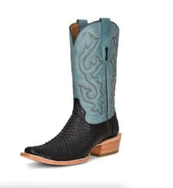 Corral Boots Men's Black/Blue Python Embr. Narrow SQ Toe - A4288