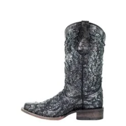 Corral Boots Corral Ladies Black Grey Glitter Inlay & Studs Square Toe Boots C3404 -Corral Boots Store 57 afe8f084 f078 4c5e b77b 147797a22892