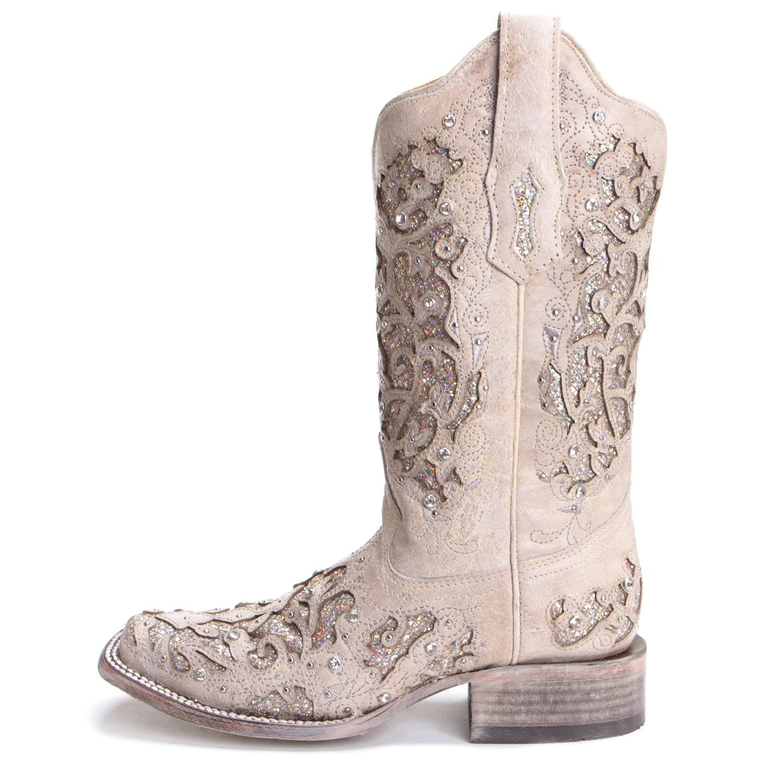 Corral Ladies Eliza White Glitter Inlay & Crystals Wedding Boot A3397 Corral Boots Corral Ladies Eliza White Glitter Inlay & Crystals Wedding Boot A3397 -Corral Boots Store 88215 corral womens boots a3397 white 2