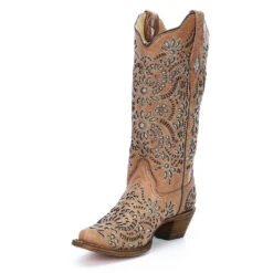Corral Boots Corral Ladies Josefina Brown Glitter Inlay Boots A3352 -Corral Boots Store A3352 2