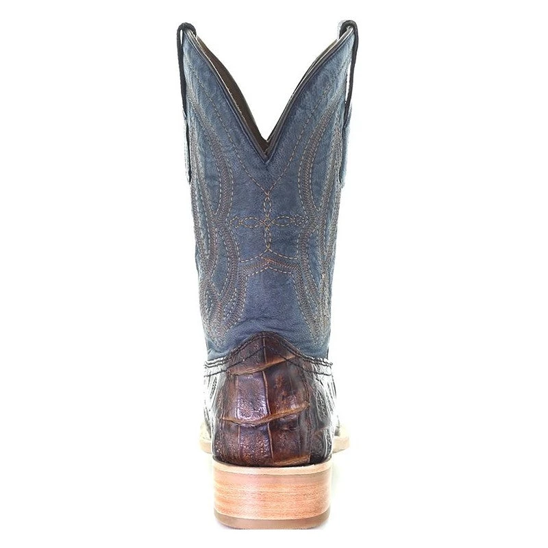 Corral Men's Caiman Embroidered Brown & Blue Western Boots A4057 Corral Boots Corral Men's Caiman Embroidered Brown & Blue Western Boots A4057 -Corral Boots Store A4057 back
