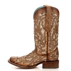 Corral Boots Corral Ladies Marsha Square Orix Glittered Inlay & Studs Boots C3275 -Corral Boots Store C3275 3
