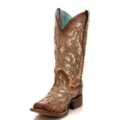 Corral Boots Corral Ladies Marsha Square Orix Glittered Inlay & Studs Boots C3275 -Corral Boots Store C3275 4