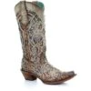 Corral Boots Women’s Corral Glitter Inlay Western Boots Handcrafted Brown -Corral Boots Store C3409