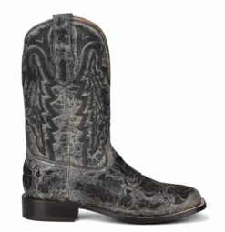 Corral Boots Men's Black Alligator Inlay & Embr. Wide SQ Toe - A4174