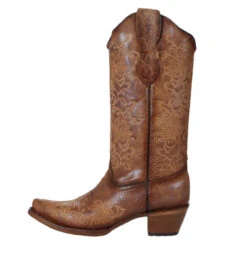 Corral Boots Lds Brown Embr. Snip Toe - L2038