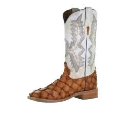 Corral Boots Men's Cognac/White Pirarucu Embr. SQ Toe - A4050