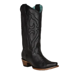 Corral Boots Corral Ladies Black Matching Stitch Pattern & Inlay Snip Toe Boots Z5072