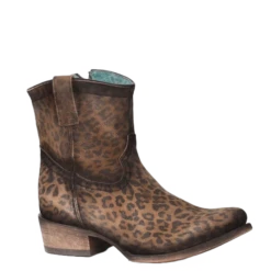 Corral Boots Corral Ladies Brown Leopard Print Round Toe Booties C3627