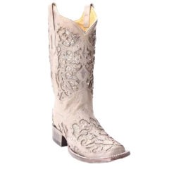 Corral Boots Corral Ladies Eliza White Glitter Inlay & Crystals Wedding Boot A3397