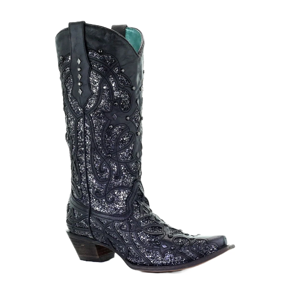 Corral Ladies Black Glitter Inlay and Studded Western Boots C3423 Corral Boots Corral Ladies Black Glitter Inlay And Studded Western Boots C3423 -Corral Boots Store Myproject 2023 04 25T113021.594
