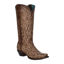 Corral Boots Corral Ladies Full Embroidery Brown Leather Western Boots A4149