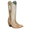 Corral Boots Corral® Ladies Bone White & Gold Studded Western Boots C3895