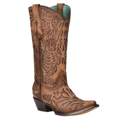 Corral Boots Corral® Ladies Shedron Inlay Snip Toe Brown Western Boots C3813