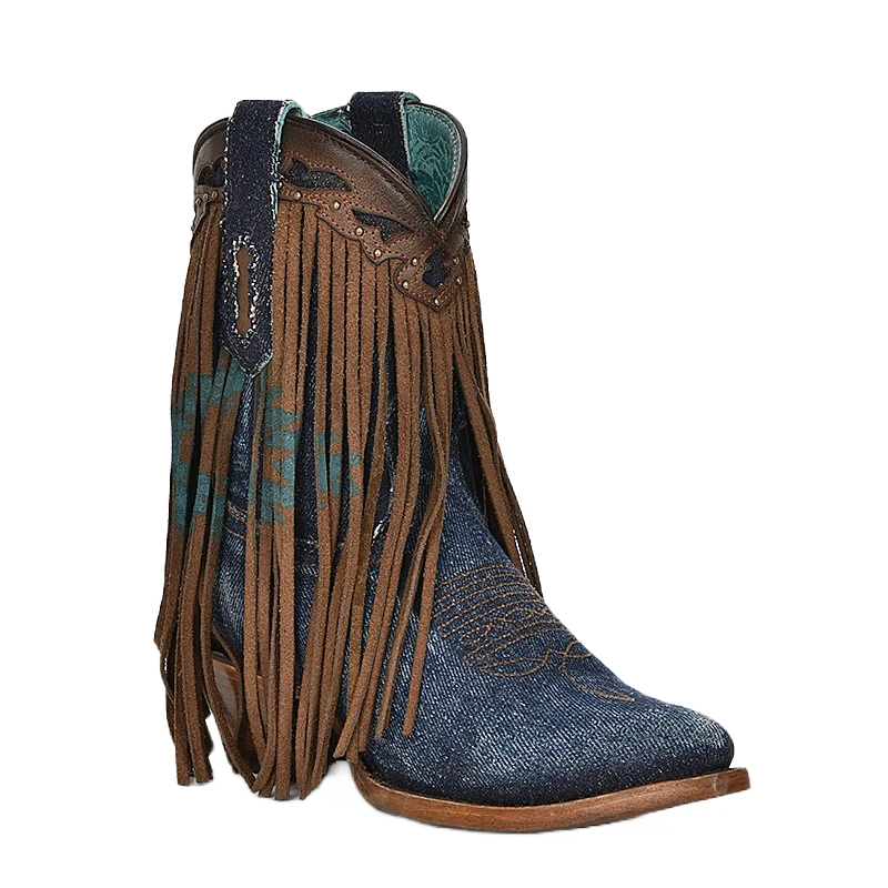 Corral Ladies Fringe Ankle Brown & Denim Overlay Pointed Toe Boots Z5154 Corral Boots Corral Ladies Fringe Ankle Brown & Denim Overlay Pointed Toe Boots Z5154 -Corral Boots Store Myproject 2023 04 26T141201.251