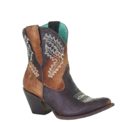 Corral Boots Corral Ladies Chocolate And Tan Shadow Ankle Boot W/ Western Embroidery E1651