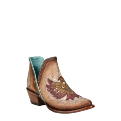 Corral Boots Corral Ladies Bird Overlay And Studded Brown J Toe Bootie Z2006