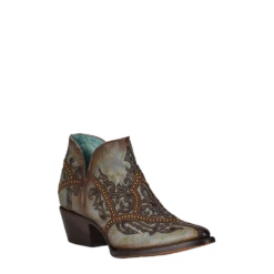 Corral Boots Corral Ladies Studded Overlay Turquoise Pointed Toe Boots C3840