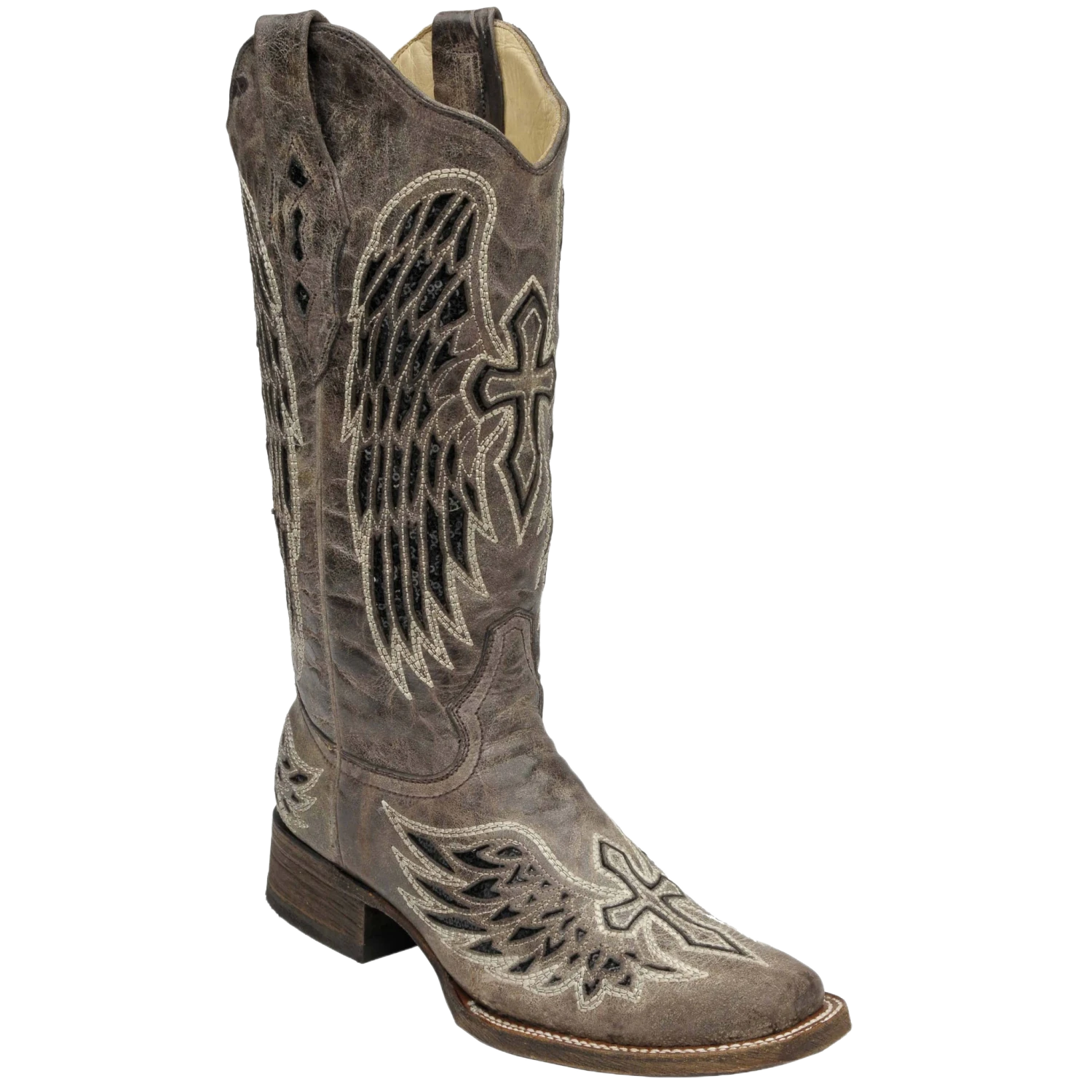 Corral Ladies Brown/Black Wing & Cross Sequence Square Toe Boots A1197 Corral Boots Corral Ladies Brown/Black Wing & Cross Sequence Square Toe Boots A1197 -Corral Boots Store Myproject 2023 05 15T105505.988
