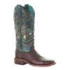 Corral Boots Corral Ladies Brown & TurquoiseEmbroidery & Studs Boots A4059