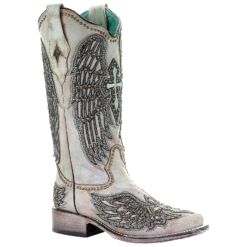 Corral Boots Corral Ladies Turquoise Cross & Wings Overlay & Studs Boots A3743