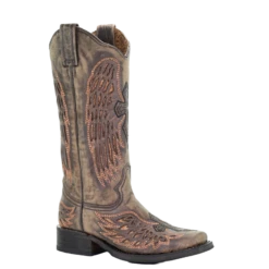 Corral Boots Corral Ladies Sand Wings & Cross Inlay Motorcycle Boots A3727