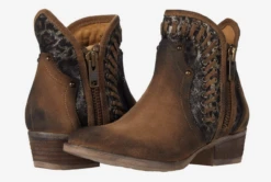 Corral Boots Lds Taupe Studs Bootie Round Toe - Q0199