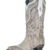 Corral Boots Ladies Corral 13" White Overlay & Embr. Snip Toe W Studs & Crystals - A3837 -Corral Boots Store Screen20Shot202022 06 2020at2011.52.2120AM 77193.1659388513