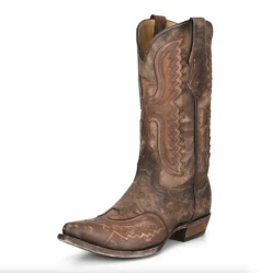 Corral Boots Men's Distr. Tan Eagle Inlay & Embr. Wing Tip - C3952