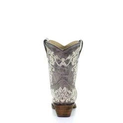 Corral Boots Corral Ladies Lisa Brown Crater Bone Embroidery Shortie Boots A3190 -Corral Boots Store a3190 3
