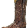 Corral Boots Corral Women's Square Toe Inlay Cowgirl Boot W/Studs & Embroidery - Brown