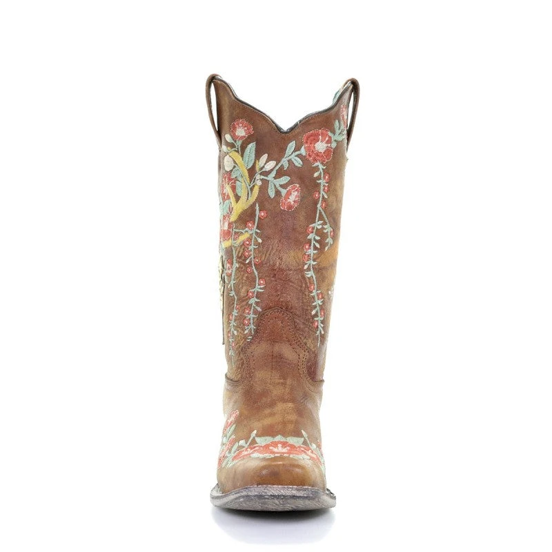 Corral Ladies Tan Deer Skull Overlay & Floral Embroidery Boots A3708 Corral Boots Corral Ladies Tan Deer Skull Overlay & Floral Embroidery Boots A3708 -Corral Boots Store a3708 3