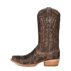 Corral Boots Corral® Men's Brown Exotic Alligator Inlay & Embroidered Western Boots -Corral Boots Store a4d